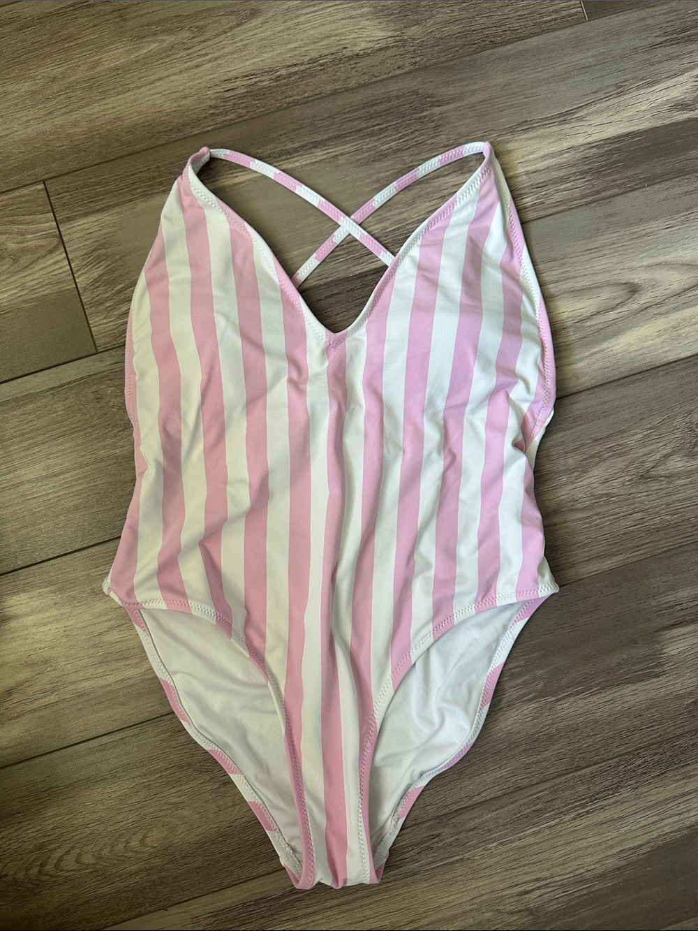 Garage Pink and White Striped One-Piece Swimsuit
